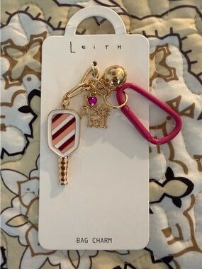 Leith Pink and Gold Pickleball Charms Keychain Bag Charm New With Tags